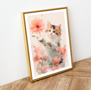 Nursery Wall Art Prints - Digital Download, Printable Wall Art for Kids - Cat Lovers' Dream - Watercolor Kitten Nursery Decor