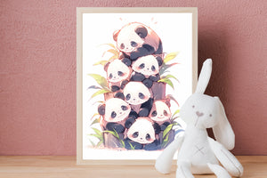 Nursery Wall Art Prints - Instant Digital Download, Printable Wall Art for Kids - Panda Pile Nursery Decor