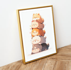Nursery Wall Art Prints - Instant Digital Download, Printable Wall Art for Kids - Bear Pile Nursery Decor