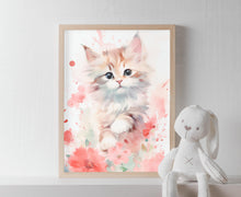 Load image into Gallery viewer, Nursery Wall Art Prints - Digital Download, Printable Wall Art for Kids - Cat Lovers&#39; Dream - Watercolor Kitten Nursery Decor
