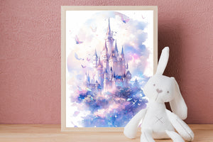 Enchanting Castle Tales - Nursery Wall Art Prints - Digital Download, Printable Watercolor Nursery Decor for Kids, Instant Printable Magic