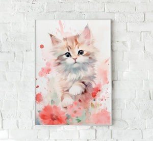 Nursery Wall Art Prints - Digital Download, Printable Wall Art for Kids - Cat Lovers' Dream - Watercolor Kitten Nursery Decor